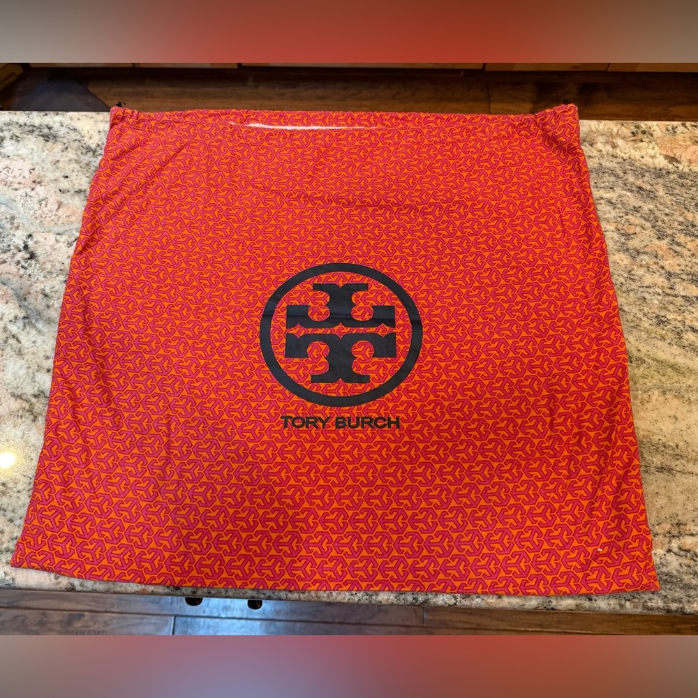 Tory Burch Large Orange and Red Patterned Drawstring Dust bag - Picture 8 of 10